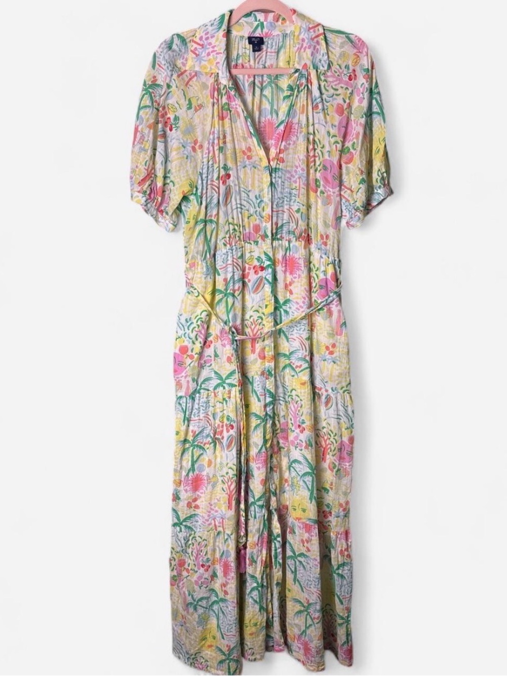 ROLLER RABBIT X Target Bright Fruit Floral Cotton Tiered Tassel Tie Maxi Dress M